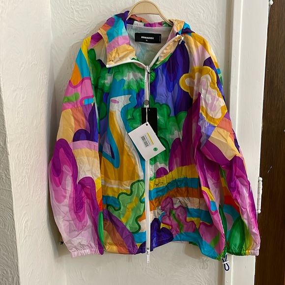 DSQUARED2 Men's Gouache Windbreaker Size XL In Fantasy (damaged) - Picture 4 of 10